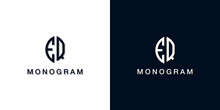 Leaf Style Initial Letter EQ Monogram Logo.