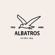 vintage retro hipster albatros logo vector outline bird monoline art icon