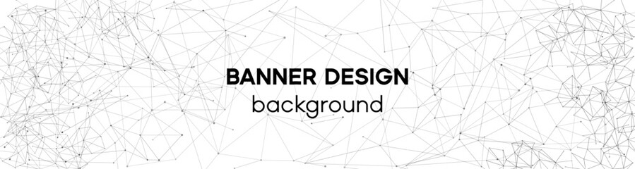 White geometric abstract website banner. Network technology concept. Futuristic pattern with connection of triangles