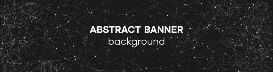 Minimal website header background. Corporate business concept. Dark medical pattern with node line connection