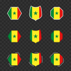 Wall Mural - National symbols of Senegal on a dark transparent background, vector flags of Senegal.