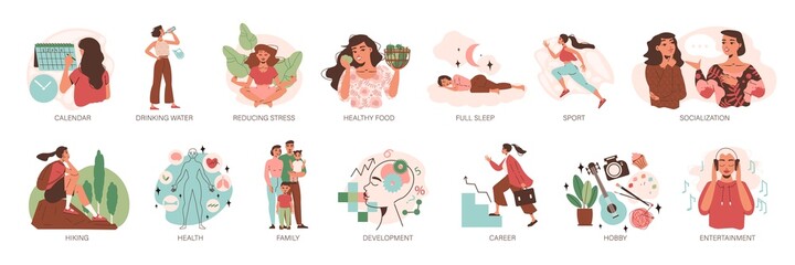 Life Balance Isolated Icons