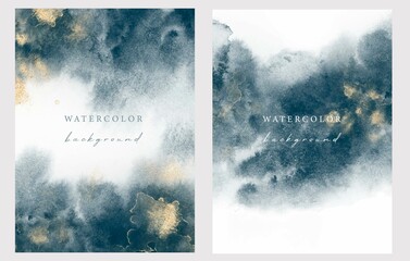 Wall Mural - Set of vector watercolour universal backgrounds with glitter and copy space for text	