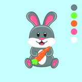 Fototapeta Pomosty - Cute cartoon bunny with carrot vector illustration. Isolated animal vector. Flat cartoon style