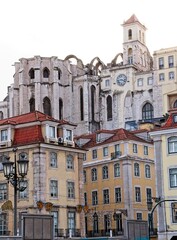 Wall Mural - Remains of Do Carmo Monastery as seen from Praca da Figueira in Lisbon, Portugal.