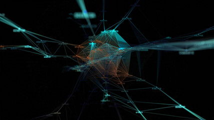 Poster - Block chain network and programming concept on technology background.  Blockchain , cryptocurrencies , bitcoin and distributed ledger technology concept. Block chain