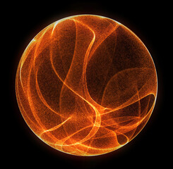 Poster - abstract sphere, consisting of points. futuristic technology space style with luminous swirling back