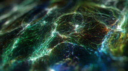 Poster - abstract background. liquid turbulent lines and particle texture. swirling colorful digital lines on