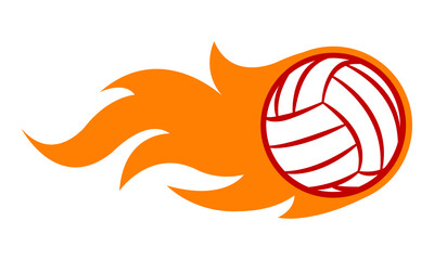 Wall Mural - vector illustration of volleyball ball with simple flame shape. ideal for sticker, decal, sport logo
