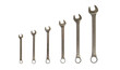 Wrench work tool set. New combination spanner isolated cut out on white