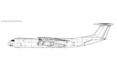 Poster - Lockheed C-141B Starlifter. Vector drawing of strategic transport aircraft. Side view. Image for illustration and infographics.