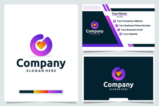 letter g and love , color gradient,logo design and business card