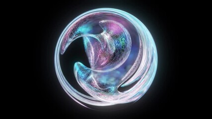 Poster - magical colorful fantasy globe. energy sphere with flowing swirling plasma, alien form, glowing crys
