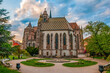 Scenic view of Freedom square with fountain, Michael chapel and St. Elisabeth cathedral in Kosice, Slovakia