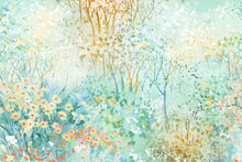 Watercolor Paisley Butterfly Flower Forest