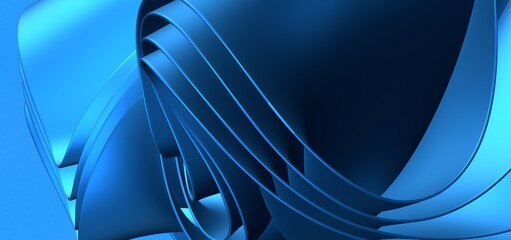 Sticker - abstract blue and navy blue wave background, 3d rendering wavy wallpaper