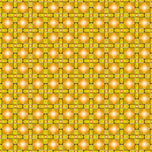 Vector, Seamless, Image Composed Of Stylized Squares, Circles And Celtic Knot In Yellow-Orange Tones