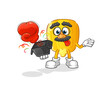 corn kernel prank glove in the box. cartoon mascot