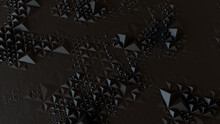 Dark High Tech Surface With Triangular Pyramids. Black, Abstract 3d Texture.