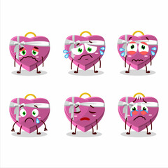 Canvas Print - Pink love gift box cartoon character with sad expression