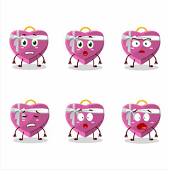 Wall Mural - Character cartoon of pink love gift box with scared expression