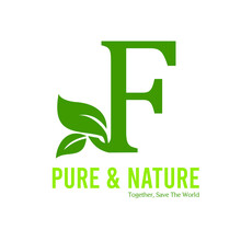 Initial F Green Letter and Leaf for Modern Beauty Nature Cosmetic, Vegan, Environmental, Nutrition Consultant Service Company Logo Idea