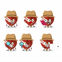 Sticker - Detective red love gift box cute cartoon character holding magnifying glass