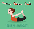 Yoga Tutorial Bow Pose Cute Cartoon Vector Illustration