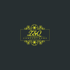 Wall Mural - ZQ Initial handwriting logo vector. Hand lettering for designs