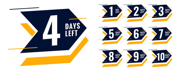 arrow style number of days left promotional banner set