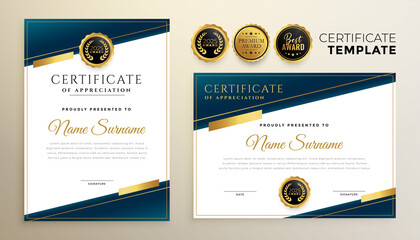 Sticker - premium business certificate template with geometric shapes