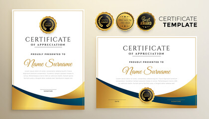 Sticker - professional golden certificate template design