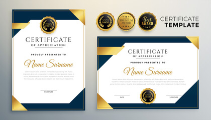 Sticker - modern certificate template set with geometric shapes