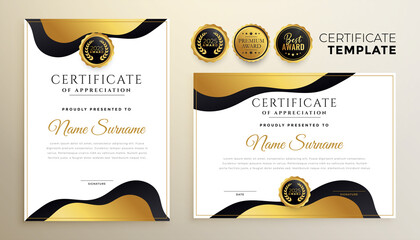Sticker - modern set of golden certificate multipurpose template