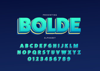 Fototapete - Playful style text effect, trendy game title font alphabet and number