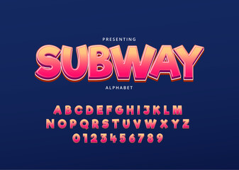 Fototapete - Playful style text effect, trendy mobile game font alphabet and number