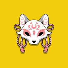 Cute Japanese Kitsune Mask, Vector Illustration Eps.10