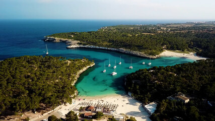 Cala Mondrago, a small sandy beach in the Mondrago Natural Park