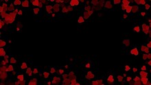 A Frame Of Red Hearts Floating On A Transparent Alpha Channel Background In A Seamless Loop.