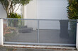 gate perforated sheet modern gray design gate with aluminum silver panel portal outdoor door front of suburbs house