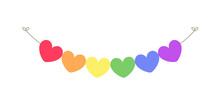 Rainbow Hearts Garland Vector Illustration Clipart