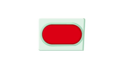 Poster - Red rectangular button icon animation best cartoon object on white background
