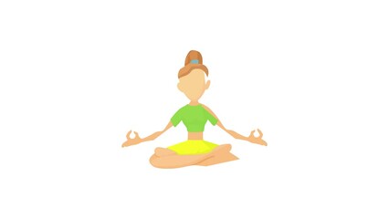 Wall Mural - Girl in yoga pose icon animation best cartoon object on white background