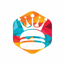 Burger King Vector Logo Design. Burger With Crown Icon Logo Concept.	