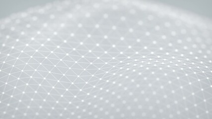 3D animation - Modern abstract geometric background of a dotted interconnected mesh pattern with slow wavy looping motion