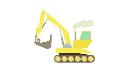 Poster - Excavator icon animation best cartoon object on white background