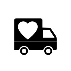 Wall Mural - Delivery truck with heart icon isolated on white background