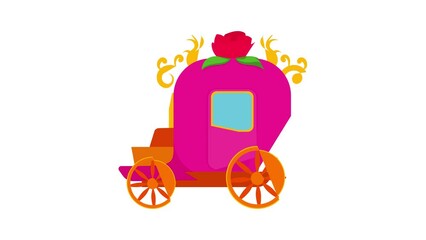 Wall Mural - Pink brougham, for little princess icon animation best cartoon object on white background