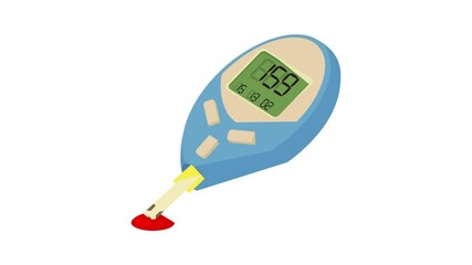 Wall Mural - Blood glucose measuring device icon animation best cartoon object on white background