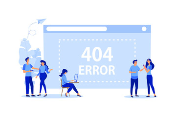 Poster - business concept flat vector illustration, error 404, disconnection from the internet, unavailable, 